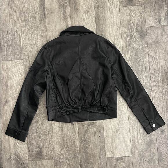 Banana Republic Faux Leather Moto Jacket Black Women's - Picture 8 of 9
